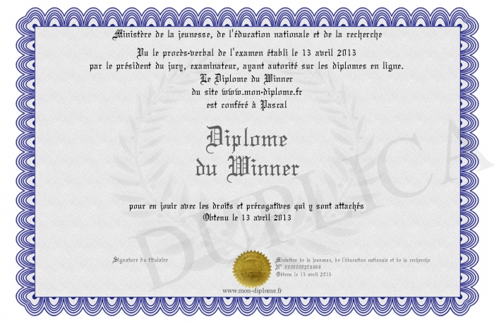 diplome winner